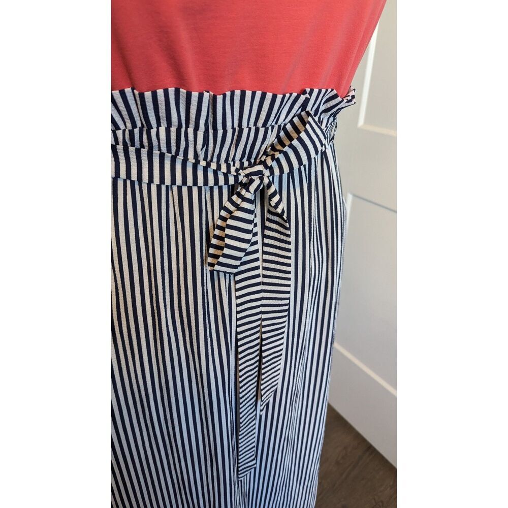 Main Strip Womens Maxi Dress Plus 2XL Paper Bag Waist Pink Orange Striped Black - Picture 4 of 8